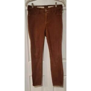 Anthropologie Pilcro and the Letterpress Rust Script Velvet Pants Size 26